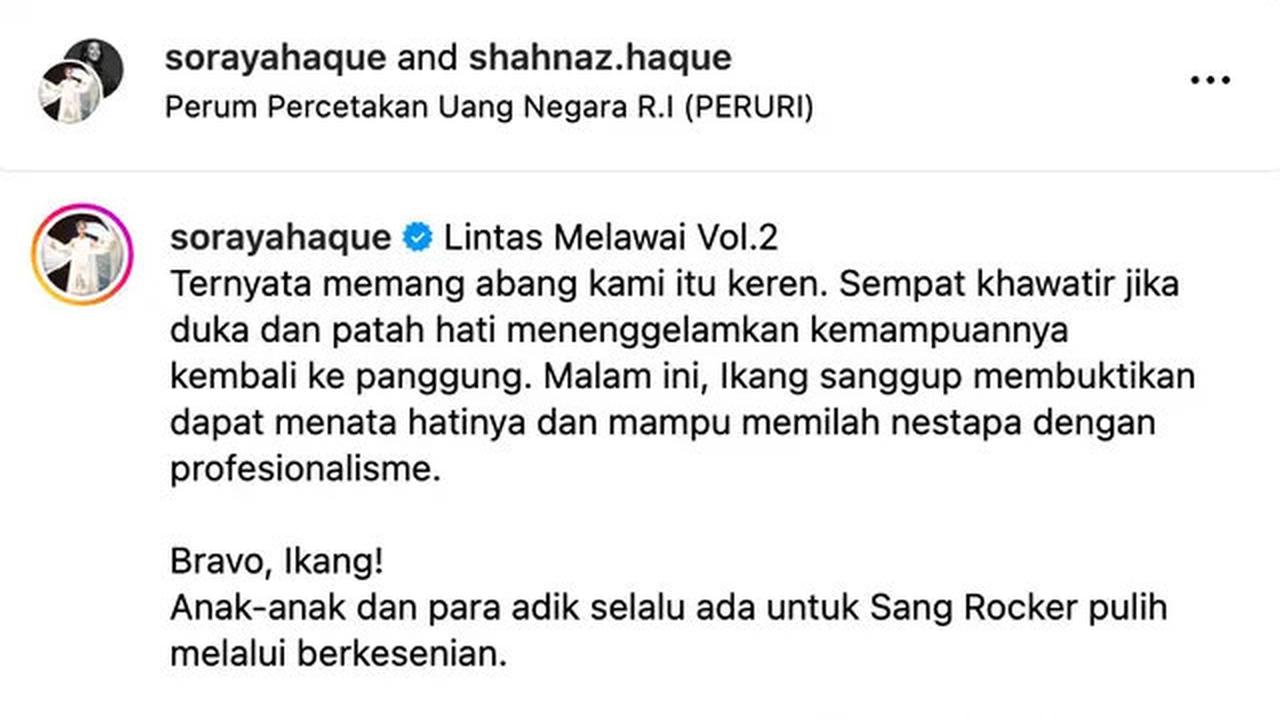Ikang Fawzi Manggung Lagi 9 Hari Setelah Istri Meninggal Dunia: Marissa Haque Juga Pasti Senang...