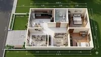 7 Denah Rumah 7x9 Meter di Desa dengan 2 Kamar, Desain Sederhana yang Bikin Nyaman