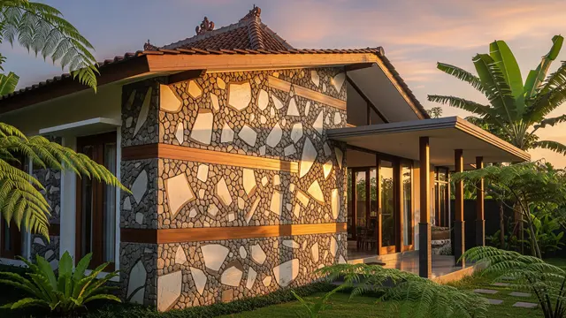 Inspirasi Dinding Batu Tempel untuk Rumah Kampung Modern/Gemini AI