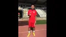 Evan Dimas saat menjalani latihan perdana selama masa trial di UE Llagostera. (UELlagostera.cat)