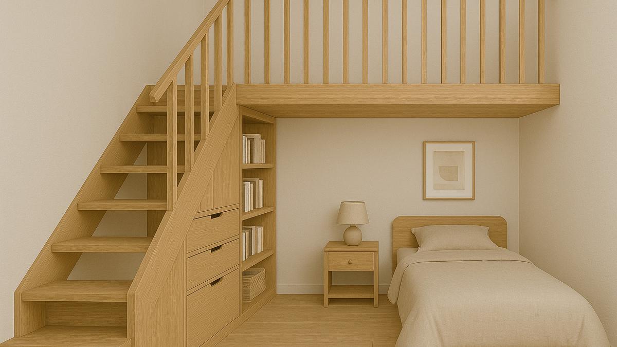 Desain Tangga untuk Kamar Mezzanine yang Unik dan Tampak Estetik