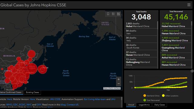 Indonesia berada di urutan ke-22 sebagai negara di Asia yang terpapar kasus Virus Corona COVID-19 (gisanddata.maps.arcgis.com)