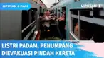 Kereta Commuterline terpaksa berhenti di perlintasan Jatinegara-Cakung lantaran mengalami gangguan listrik aliran atas. Akibatnya, seluruh penumpang kereta terpaksa dipindahkan ke rangkaian kereta lain.