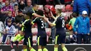 Pemain Arsenal, Alexis Sanchez, merayakan golnya ke gawang Sunderland dalam laga Premier League di Stadium of Light, Sabtu (29/10/2016). (Action Images via Reuters/Craig Brough)