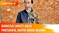 Usai meresmikan Bandara Ngloram, Presiden Joko Widodo dan Ibu Negara, Iriana mampir ke beberapa gerai UMKM. Jaket batik khas Blora bermotif Garuda ini berhasil memikat hati Presiden, langsung dicoba dan dibeli.