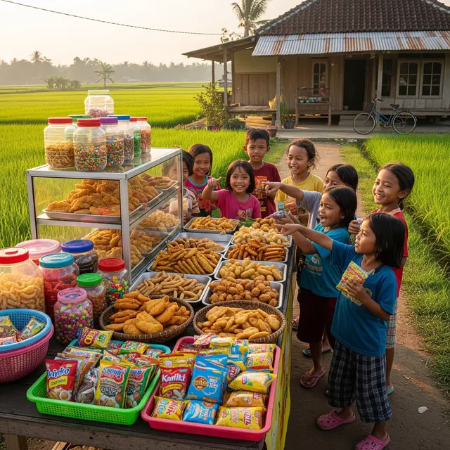 Inspirasi Warung Kecil Depan Rumah yang Cocok Dekat Area Persawahan (AI)