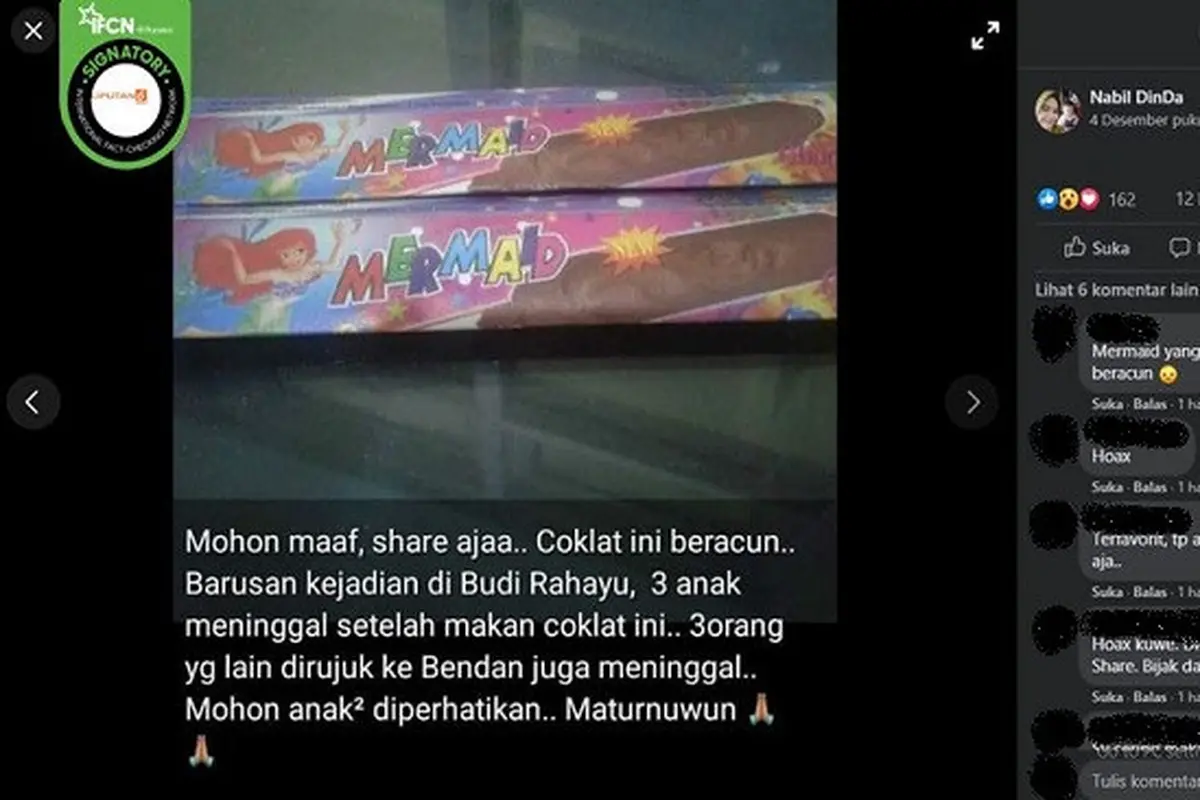 Gambar Tangkapan Layar Foto Cokelat Mermaid (sumber: Facebook)