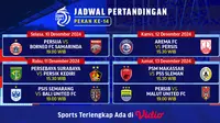 Jadwal dan Siaran Langsung BRI Liga 1 2024/2025 Pekan 14 di Vidio