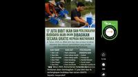 Tangkapan layar klaim link pendaftaran mendapatkan 17 juta bibit ikan dari Facebook.