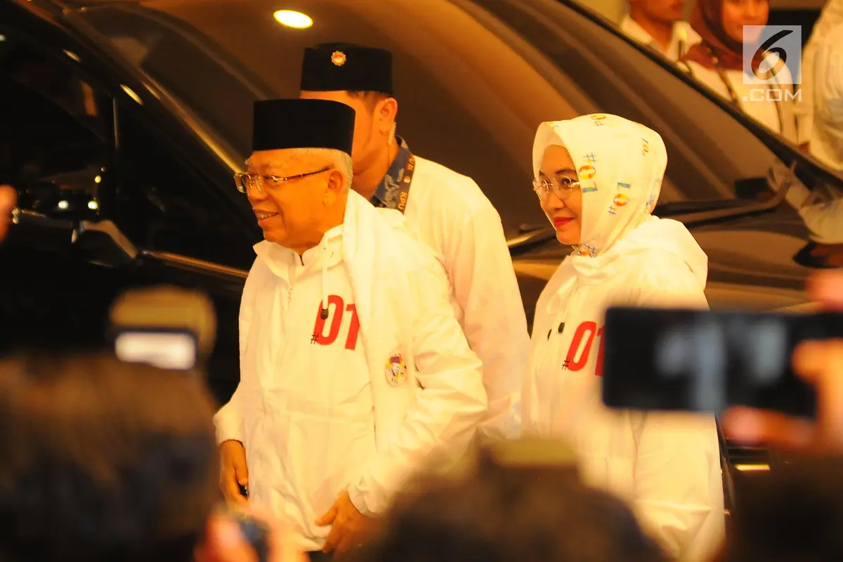 Didampingi Istri, Ma'ruf Amin Hadiri Debat Keempat Pilpres 2019