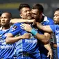 Bek Persib, Achmad Jufriyanto selebrasi setelah bobol gawang Sriwijaya FC (Yoppy Renato/Liputan6)