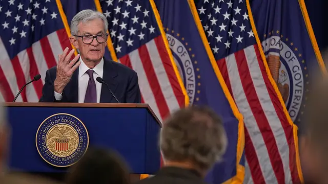 Ketua Federal Reserve (Fed) Jerome Powell berbicara selama konferensi pers pada hari Rabu, 18 Maret 2026, di Washington. (AP Photo/Manuel Balce Ceneta)
