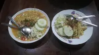 Mi pedas yang terbuat dari bahan singkong dengan harga yang cukup murah di warung MieDes, Desa Pundong, Bantul, Sleman, Yogyakarta (Liputan6.com/Komarudin)