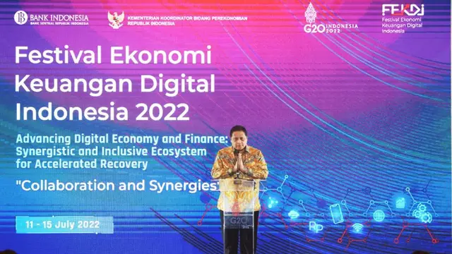 Festival Ekonomi Keuangan Digital Indonesia (FEKDI) 2022 yang mengangkat tema Advancing Digital Economy and Finance: Synergistic and Inclusive Ecosystem for Accelerated Recovery, resmi dibuka. (Dok  ekon.go.id)