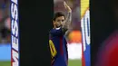 Pemain FC Barcelona, Lionel Messi memiliki  nilai jual tinggi pada bursa transfer menurut transfermarkt.com. Niai jual untuk Messi sebesar 120 juta euro.  (AP/Manu Fernandez)