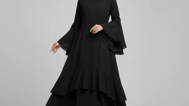 Model Gamis Monokrom Modern Hijabers Elegan by Gemini