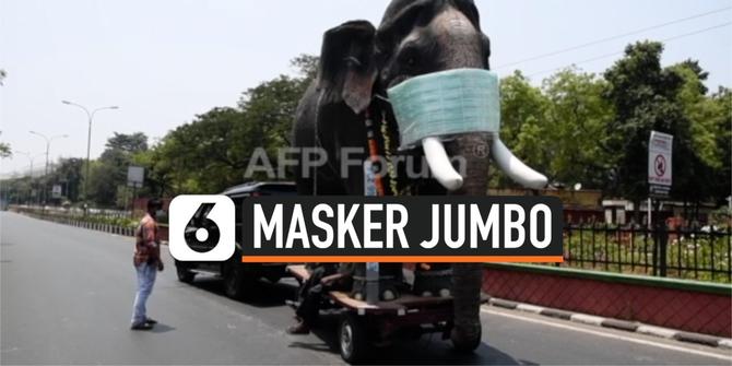 VIDEO: Waspada Corona, Patung Gajah India Pakai Masker Jumbo