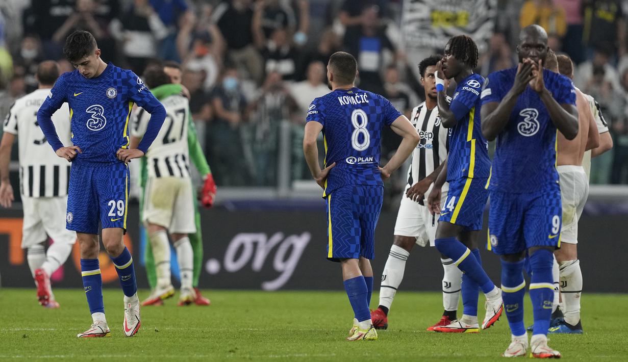Chelsea gagal menyamakan skor hingga laga usai dan harus mengakui keunggulan Juventus 1-0. (AP/Antonio Calanni)