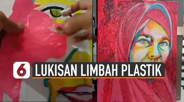 Karya lukisan memang banyak sekali seniman yang membuat. Tetapi karya lukisan seniman satu ini berbeda karena menggunakan sampah limbah plastik kresek.