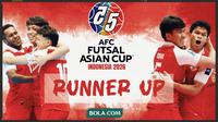 Timnas Futsal Indonesia Runner-up Piala Asia Futsal 2026. (Grafis Wiwig Prayugi/Bola.com)