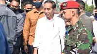 Presiden Republik Indonesia Joko Widodo saat meninjau Pasar Natar, Lampung Selatan. (Liputan6.com/ Ardi)