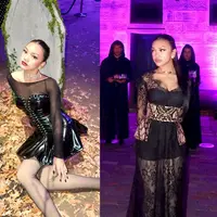 Naura Ayu tampil gothic bak Wednesday selama premiere film Wednesday Season 2 di Sydney. [@naura.ayu].