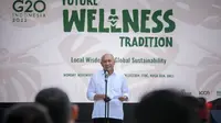 Menteri Koperasi dan UKM (MenkopUKM) Teten Masduki pada acara Future Wellness Tradition (Local Wisdom for Global Sustainability) di Bali Collection, kawasan ITDC, Nusa Dua, Bali, Selasa (15/11/2022). (Dok&nbsp;KemenkopUKM)