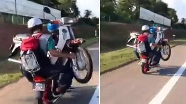 Cara unik membawa dua motor sekaligus (Source: Twitter/txtdarigajelas)