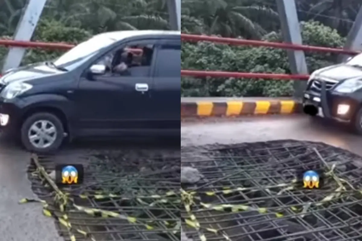 Mobil lewati jembatan rusak (Instagram/@fakta.indo)