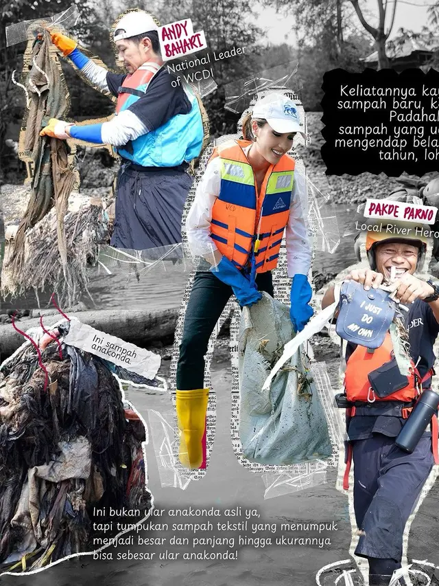 Cinta Laura bersih-bersih sungai Ciliwung bersama World Cleanup Day Indonesia. (Instagram/ claurakiehl - worldcleanupdayindonesia)