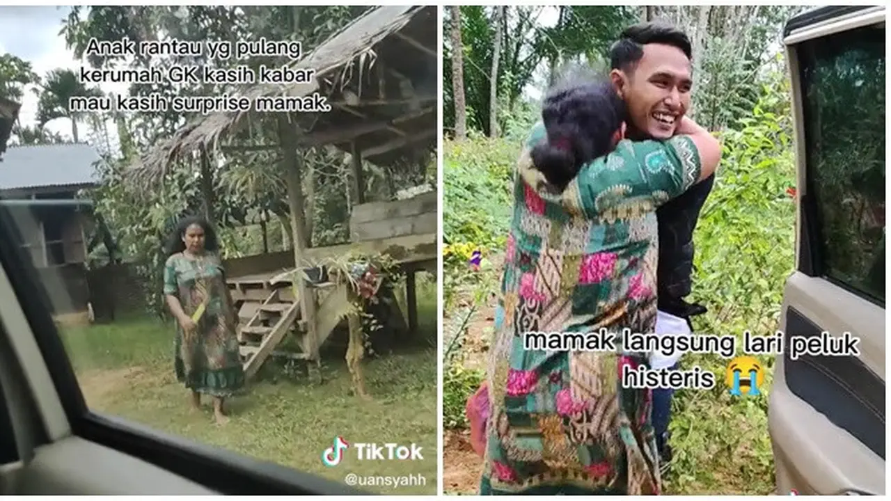 Bikin Ikut Terharu, Momen Pertemuan Anak Rantau dengan Ibunya Ini Viral