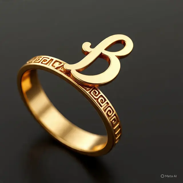 Ilustrasi Cincin Emas Inisial (Created by Meta AI)