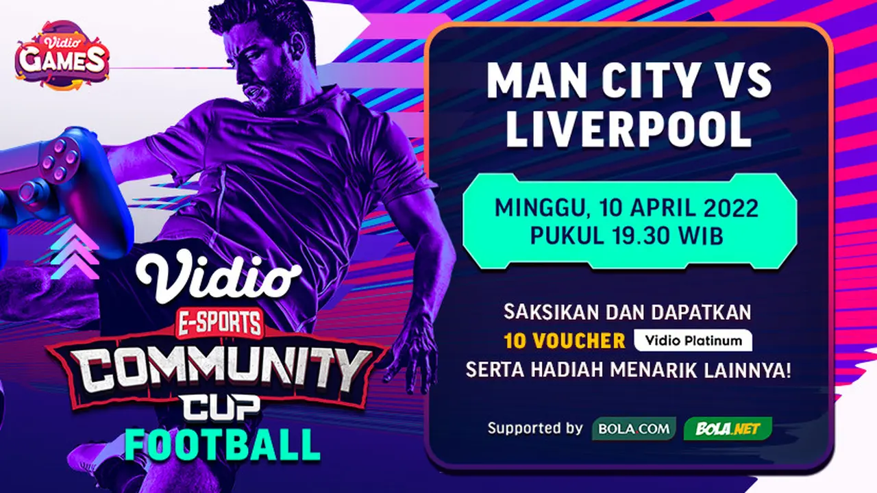 Link Live Streaming Vidio Community Cup Football : Manchester City Vs Liverpool di Vidio, Minggu 10 April 2022
