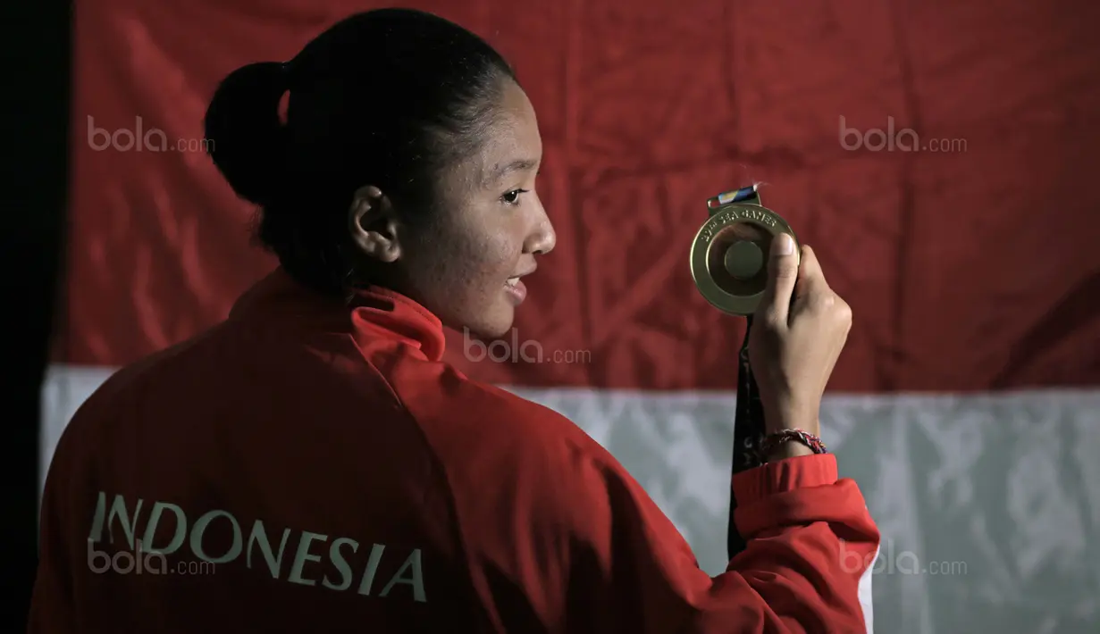 Cok Istri Agung Sanestya Rani memastikan satu emas setelah menang atas atlet Thailand, Arm Sukkiaw dengan skor 7-0 pada SEA Games 2017. (Bola.com/Nicklas Hanoatubun)