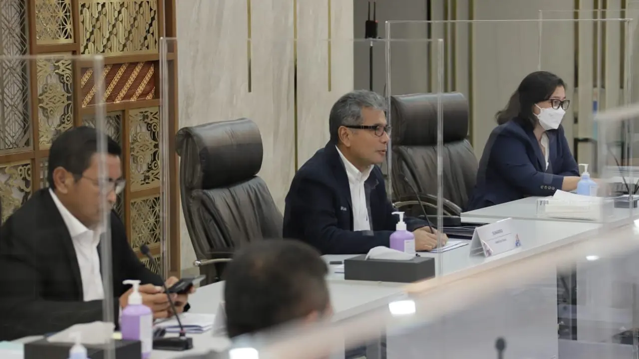Direktur Utama BRI Sunarso dalam Konferensi Pers Laporan Kinerja Kuartal I-2022, Senin (25/4/2022). (Dok BRI)
