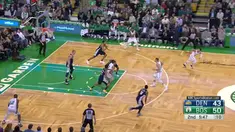 Kyrie Irving scores 33 points and seven assists as the Celtics defeat the Nuggets 124-118.