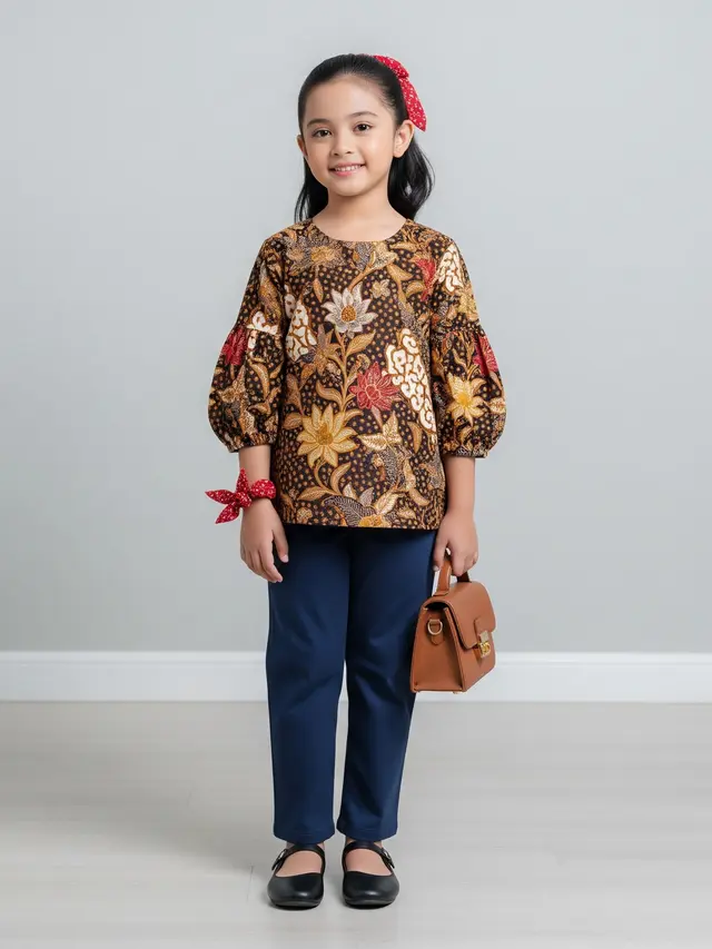 Model Atasan Batik Anak Perempuan yang Stylish Desain Lengan Balon