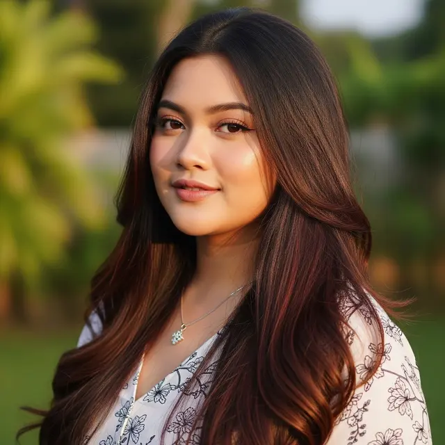 Model Rambut Panjang Wanita Chubby (Image by Gemini AI)