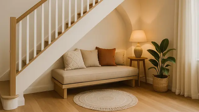 Desain Bawah Tangga Rumah Minimalis (created by AI)