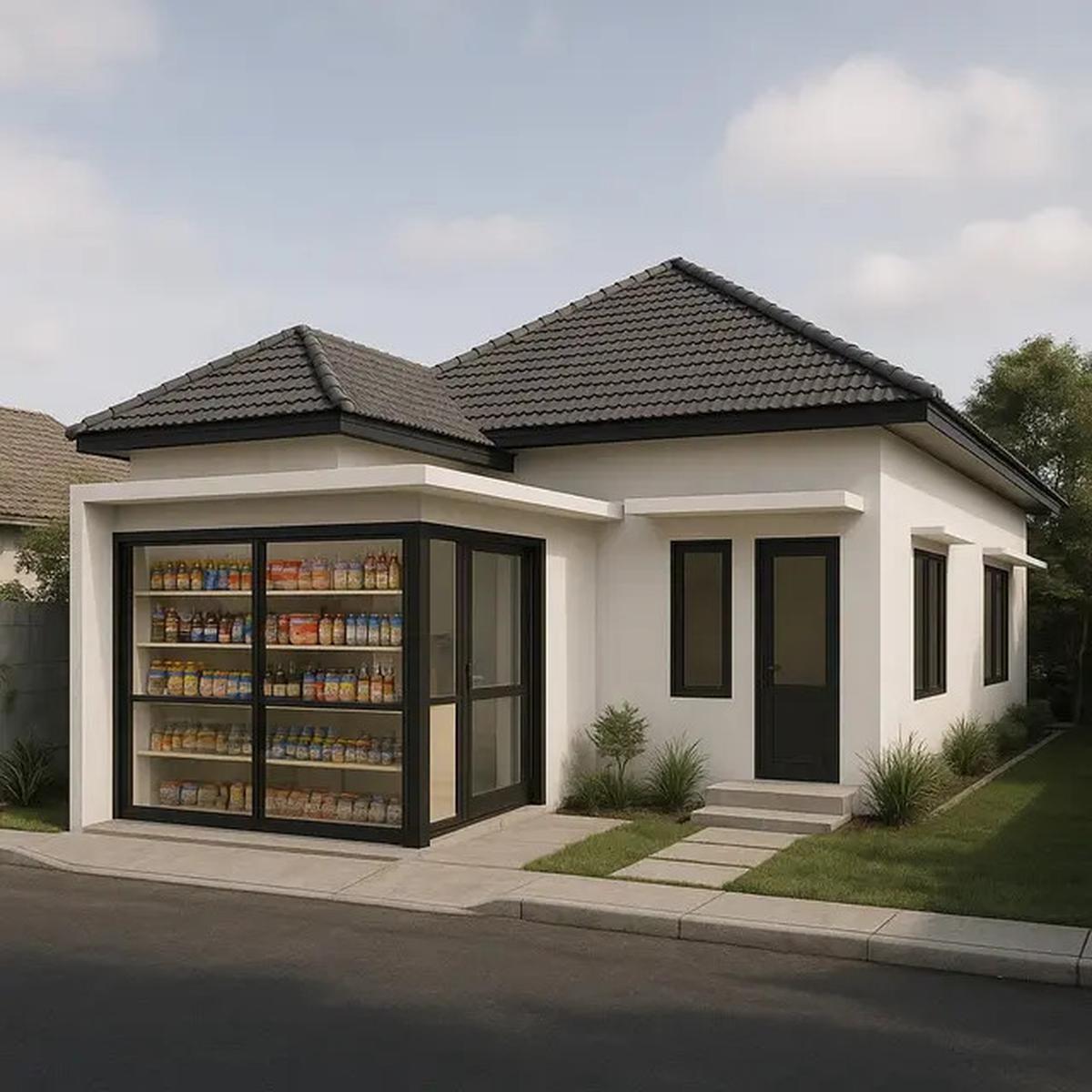 6 Desain Rumah L-Shape dengan Warung Kecil di Depan, Estetik dan Fungsional