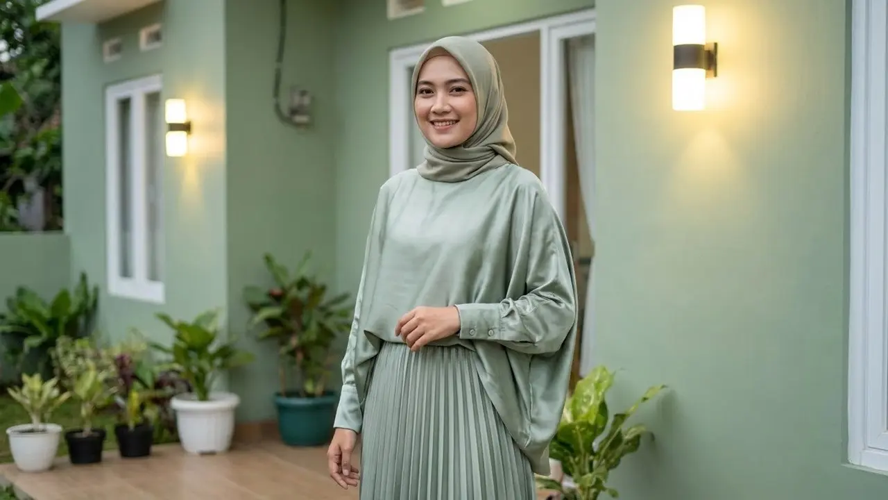 Blus Dipadu Rok Plisket