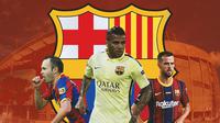 Barcelona - Iniesta, Dani Alves, Miralem Pjanic (Bola.com/Adreanus Titus)