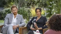 Pangeran Harry dan Meghan Markle dalam Wawancara Oprah. (Joe Pugliese/Harpo Productions via AP, File)