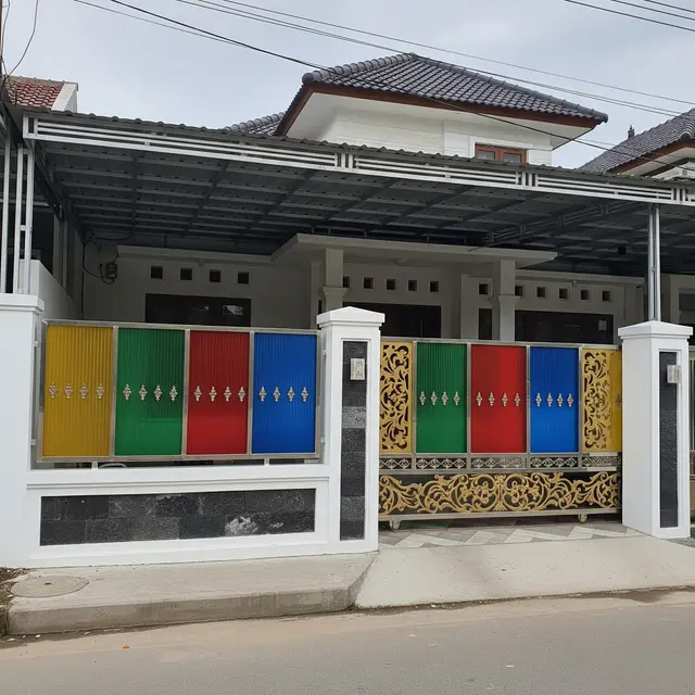 Pagar Laser Cut Metal Kombinasi Polikarbonat (Image by Gemini AI)