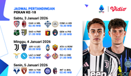Simak Jadwal Live Streaming Serie A Pekan Ke-18, Tayang di Vidio