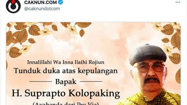 Unggahan akun Twitter Cak Nun. (Foto: Instagram @caknundotcom)