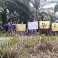 KTH Alam Rimbo Lestari menggelar aksi di area kemitraan, Minggu (8/8/2021). Mereka memprotes karena dilarang beraktivitas di kebun kemitraan. (Liputan6.com/istimewa)