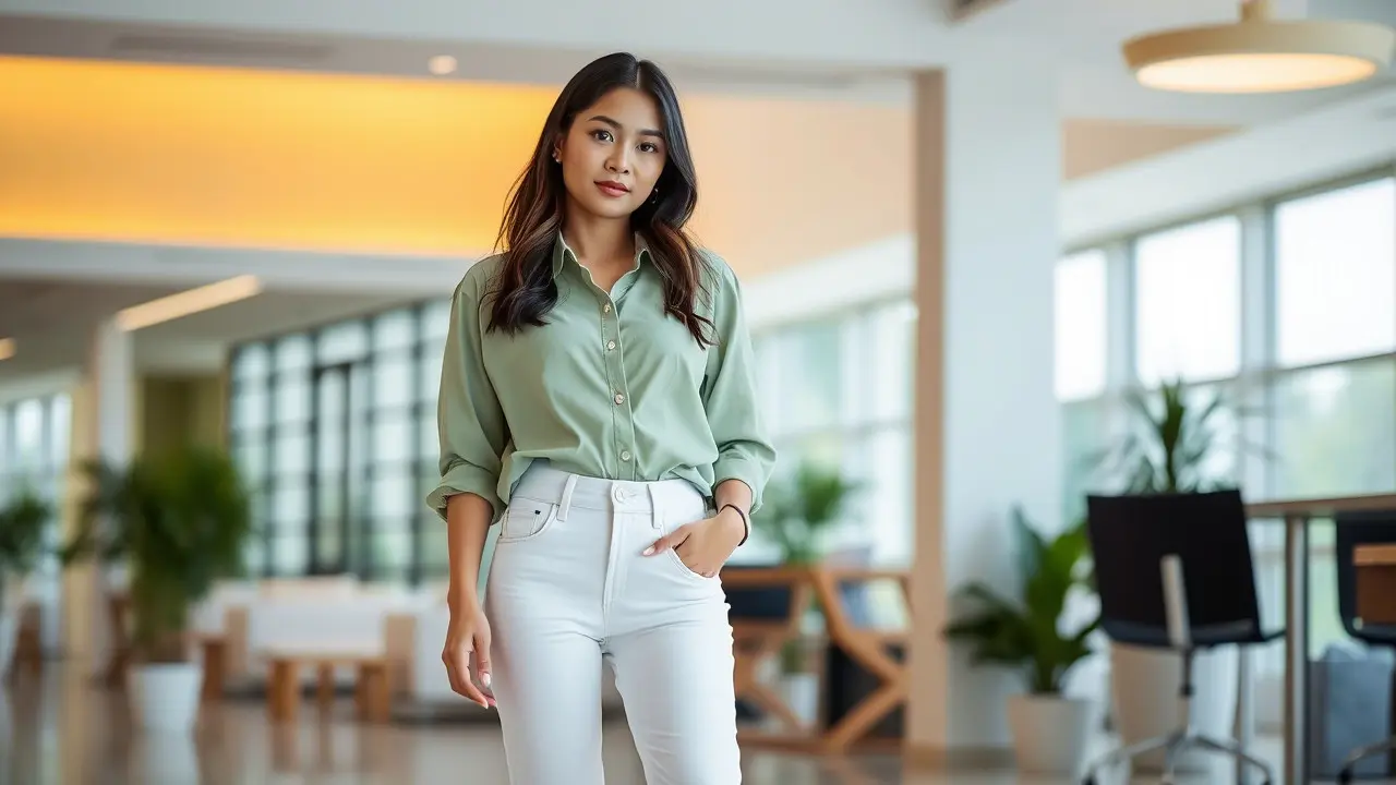 6 OOTD Pakai Celana Jeans Putih agar Tampil Kece, Bisa Buat Kantor dan Hangout