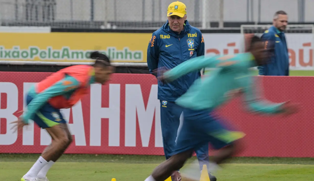 Sebelumnya, Carlo Ancelotti direkrut timnas Brasil setelah meninggalkan Real Madrid di akhir musim 2024/2025. (Nelson ALMEIDA/AFP)