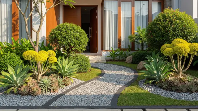 Desain Taman Depan Rumah Minim Perawatan yang Tetap Terlihat Rapi Sepanjang Tahun/AI Generated